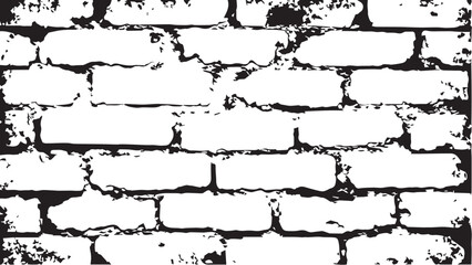A black and white grungy brick wall. Brickwork grunge abstract background design. Vector distressed overlay brick wall. 