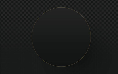 A black circle with a subtle gold outline on a dark, textured background, ideal for minimalist designs or as a graphic element.