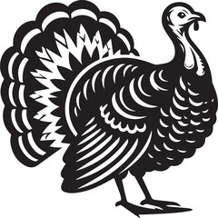 Black and White Turkey Bird Vector Illustration
