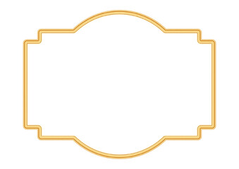 Golden 3d frame in oriental style. Indian border, islamic ornamental decorative element, morocco shapes. Vector illustration for invitation, greeting card, decorative design