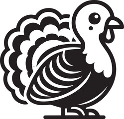 Black and White Turkey Bird Vector Illustration