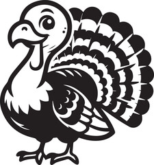 Black and White Turkey Bird Vector Illustration
