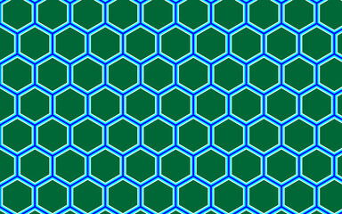 Abstract geometric hexagon pattern green blue white seamless texture