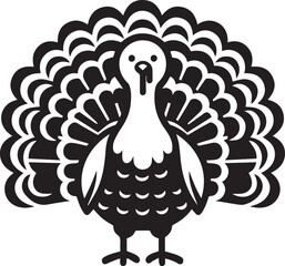 Black and White Turkey Bird Vector Illustration