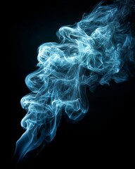 Abstract Blue Smoke Swirls Against Dark Background