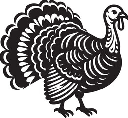 Black and White Turkey Bird Vector Illustration