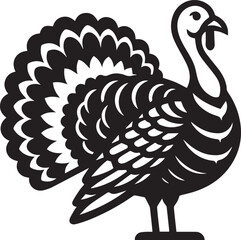 Black and White Turkey Bird Vector Illustration