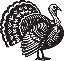 Black and White Turkey Bird Vector Illustration