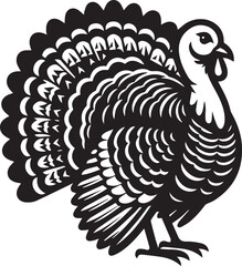 Black and White Turkey Bird Vector Illustration