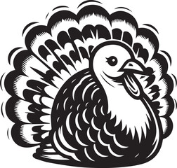 Black and White Turkey Bird Vector Illustration
