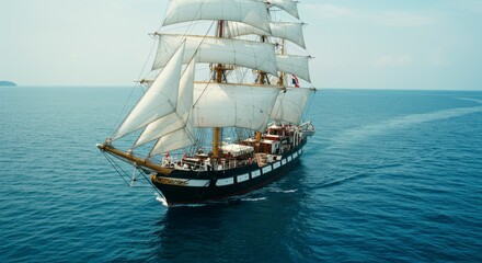 Sailing ship on the open sea