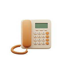 3d rendered beige telephone with warm orange accents