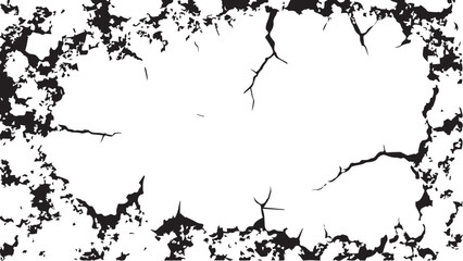 Vector grunge cracked texture. Black cracks isolated on white background. Abstract cracked texture .