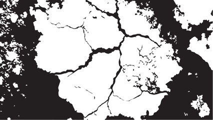 Vector grunge cracked texture. Black cracks isolated on white background. Abstract cracked texture .