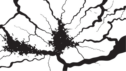 Vector grunge cracked texture. Black cracks isolated on white background. Abstract cracked texture .