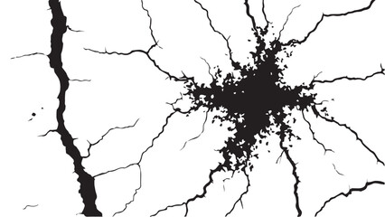 Vector grunge cracked texture. Black cracks isolated on white background. Abstract cracked texture .