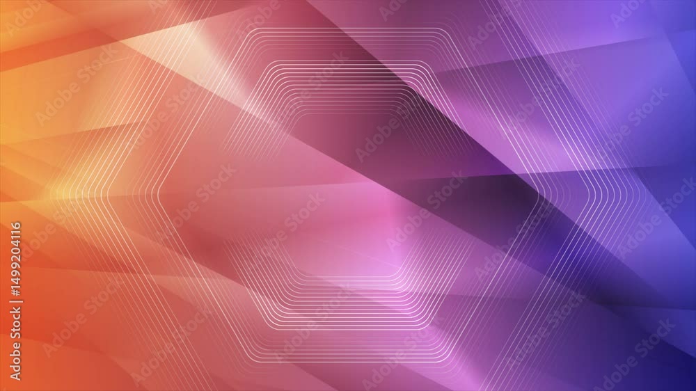 Aufkleber linear hexagonal shape on the violet orange low poly glossy background. seamless looping geometric a