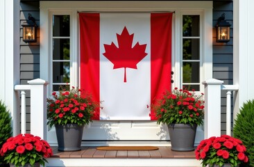 Canada Day Porch Decor Mockup Scene