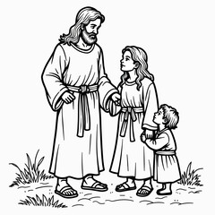 Obraz premium John 3:16 Coloring Page for Kids Featuring Large Simple Lettering and a Heartwarming Jesus Theme, Perfect for Sunday School and Christian Family Activities 