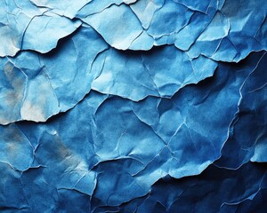 Fototapeta premium Abstract blue crumpled paper with rough texture and bright lighting. Use it as a background for graphics or presentations.