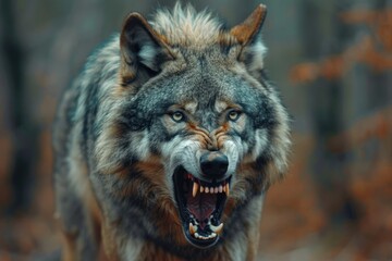 Obraz premium Wolf screaming in the woods animal mammal coyote.