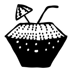 Coconut hand drawn icon