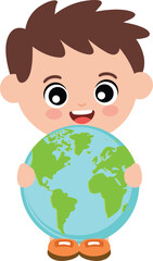 Young Child Embraces the World Globe.cdr
