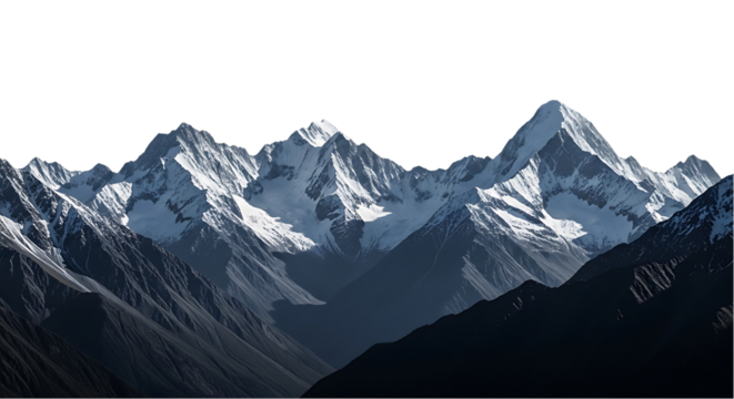 Majestic snow capped mountain range landscape panoramic view