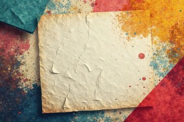 Geometric shapes, muted tones, aged paper effect, abstract pattern, antique
