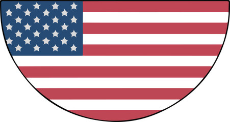 USA Flag Half-Circle Vector Icon