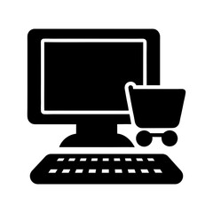 Fototapeta premium computer cart icon silhouette vector 