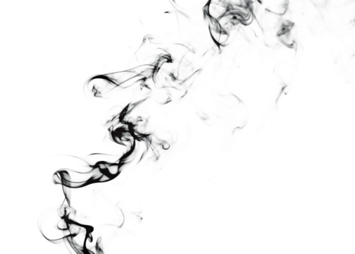abstract black puffs of smoke swirl overlay isolated on white background PNG  - Powered by Adobe