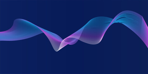 Flowing dark blue curve shape with soft gradient vector abstract background, relaxing and tranquil art, can illustrate health medical or sound of music. Vector illustration