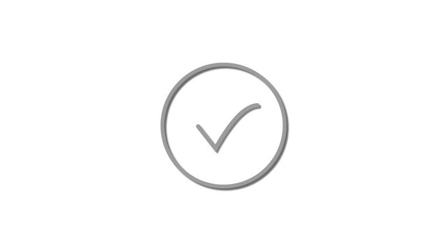 Subscrisbed text icon gray color animation. White background 4k video Check mark animation.