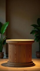 Elegant wooden podium, perfect for product display, product, photography, mockup