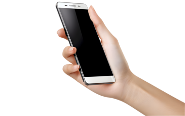 A hand holding a sleek smartphone, representing modern technology and communication.