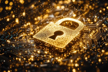 Cybersecurity Protection Secure Digital Data with Padlock and Server Security Information Network Encryption System