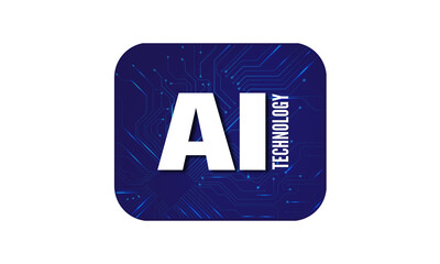 ai technology button blue