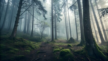 Fototapeta premium forest in fog