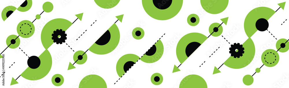 Poster Abstract Geometric Figures Circles and Lines Banner Background in Green. Graphic design elements and resources vector art