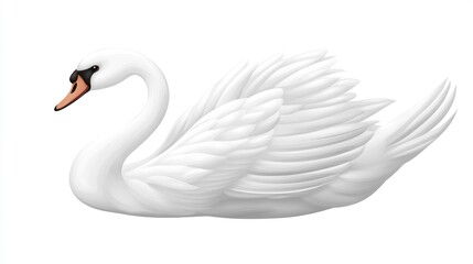 Obraz premium Elegant Swan in Profile, Peaceful Scene, Digital Illustration, Stock Photo