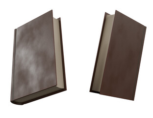 Old leather book isolated on white