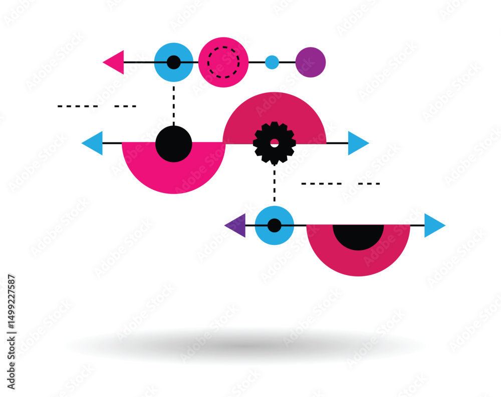 Poster Simple Design Element Lines Circles and Semi Circles Colorful. Graphic design elements and resources vector art