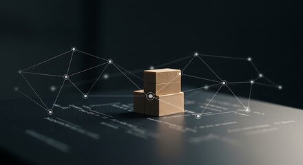 Stacked Cubes on Surface with Network Connection Visualization