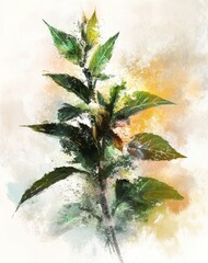 Abstrakcyjna roślina, akwarela, botaniczna ilustracja