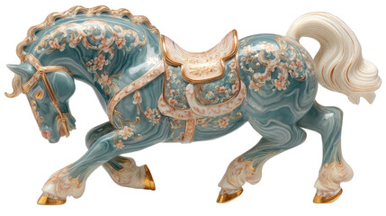 Fototapeta premium Elegant Porcelain Horse Figurine: This stunning porcelain horse figurine showcases intricate detailing and craftsmanship.