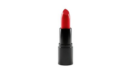 Classic red lipstick in black tube isolated