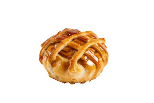 Delicious single apple dumpling with lattice crust and caramel glaze on a transparent background vector Concept of dessert, bakery, and comfort food