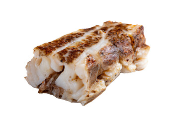 Delicious grilled cod fillet on a transparent background vector, showcasing flaky white fish and crispy skin, perfect for healthy eating and seafood cuisine