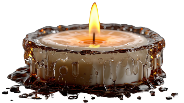 Glowing Candle's Warm Embrace: A close-up captures the gentle dance of a candle's flame, casting a warm glow. It embodies peace and tranquility.
